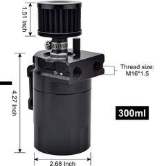 Universal Oil Catch Can Kit Reservoir Baffled Tank with Breather Filter Aluminum