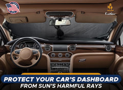 Kinglyday Car Sun Shade Windshield | Reflective Car Window Sun Shades for Ultimate Dashboard Protection | Foldable Car Interior Accessories for Sun Heat | Small (59 x 29 inches)