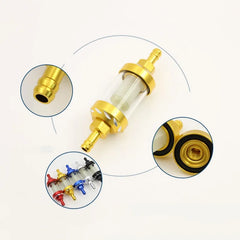 8mm CNC Aluminum Alloy Glass Motorcycle Gas Fuel Gasoline Oil Filter Universal Moto Accessories for ATV Dirt Pit Bike Motocross