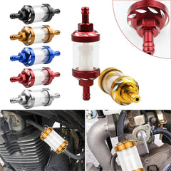 8mm CNC Aluminum Alloy Glass Motorcycle Gas Fuel Gasoline Oil Filter Universal Moto Accessories for ATV Dirt Pit Bike Motocross