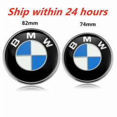 2X Front Hood Rear Trunk 82mm&74mm ORIGINAL BMW Badge Emblem 51148132375