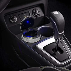 Car Ashtray With LED Light, Diamond Cigar Cigarette Ash Tray Smoke Cup Holder, Car Accessories Interior For Women - KinglyDay