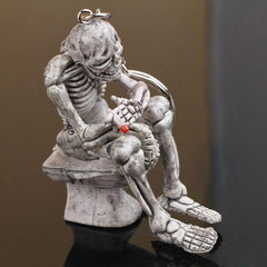 Creative Skull Toilet Purse Rubber Keychain Keyring Cool Car Interior Decorations Accessories Charm Pendant Halloween Gifts - KinglyDay