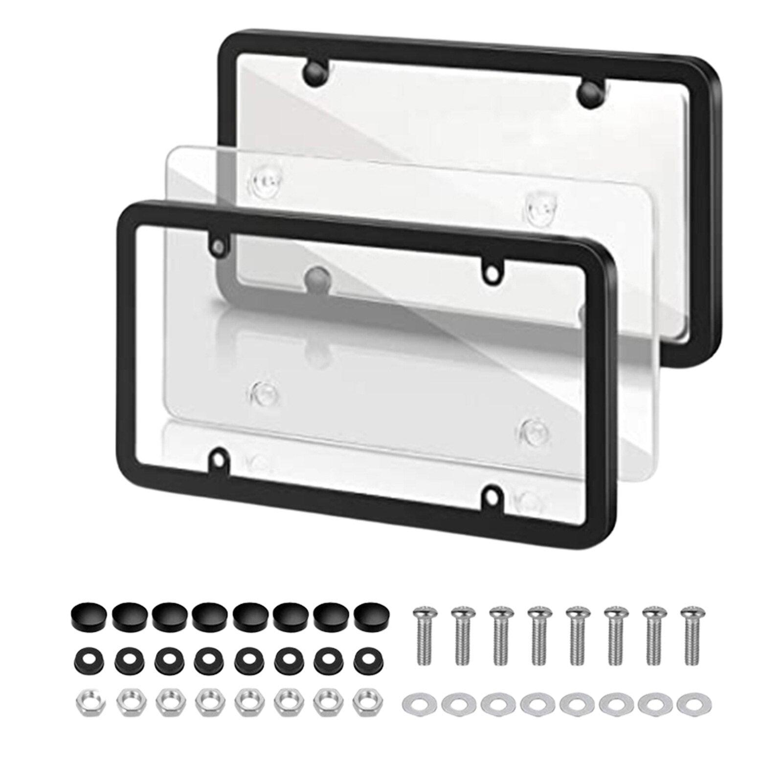 2pcs Universal 6"X12" American License Plate Frame Auto Accessory ABS Number Plate TAG Cover With Screws For Front Rear - KinglyDay