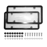 2pcs Universal 6"X12" American License Plate Frame Auto Accessory ABS Number Plate TAG Cover With Screws For Front Rear - KinglyDay