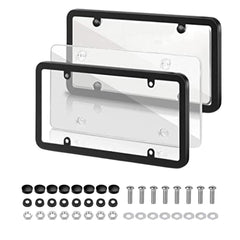 2pcs Universal 6"X12" American License Plate Frame Auto Accessory ABS Number Plate TAG Cover With Screws For Front Rear - KinglyDay