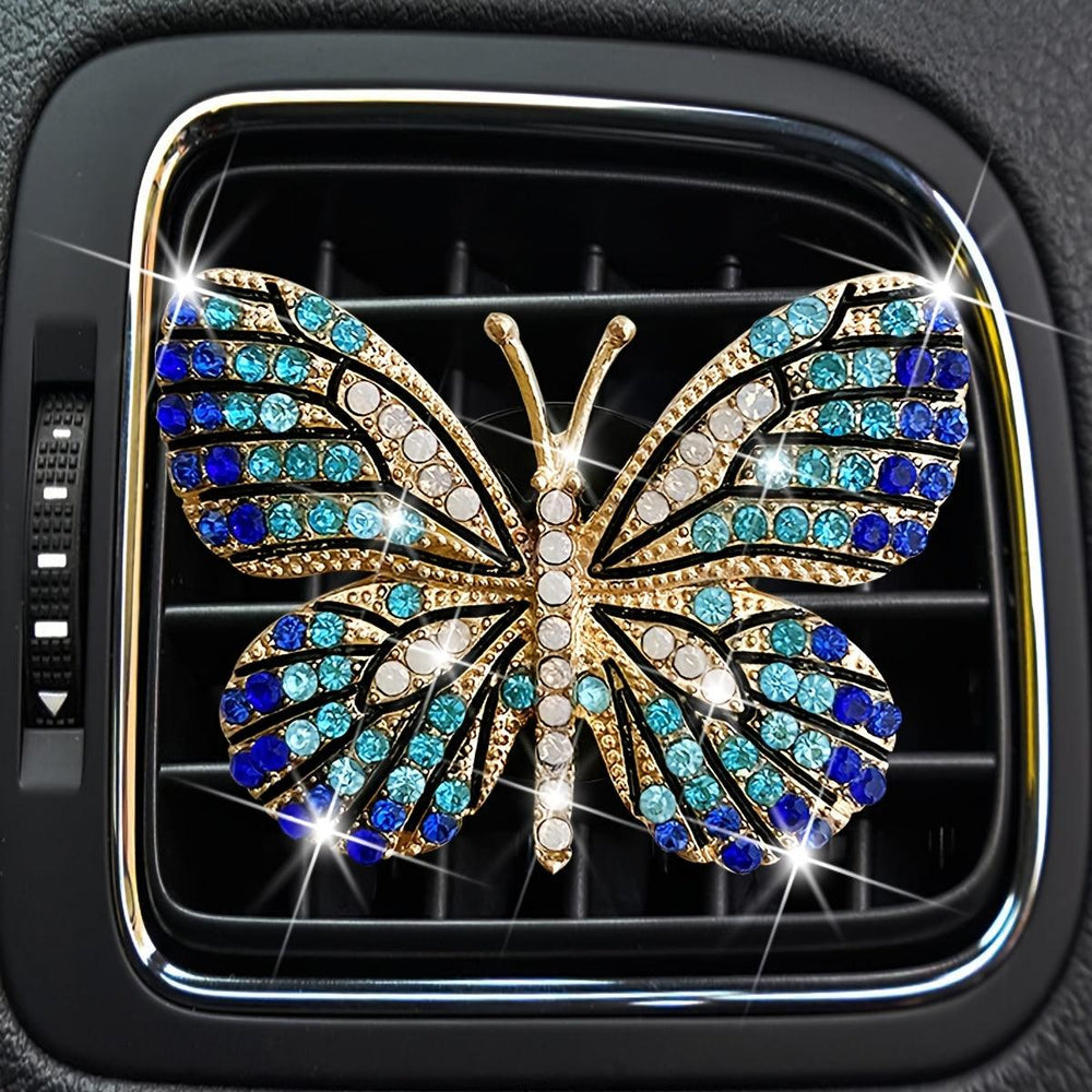 Butterfly Car Clip, Cute Butterfly Car Aromatherapy Air Vent Clip Rhinestone Car Accessories, Car Interior Decoration Pendant For Women - KinglyDay
