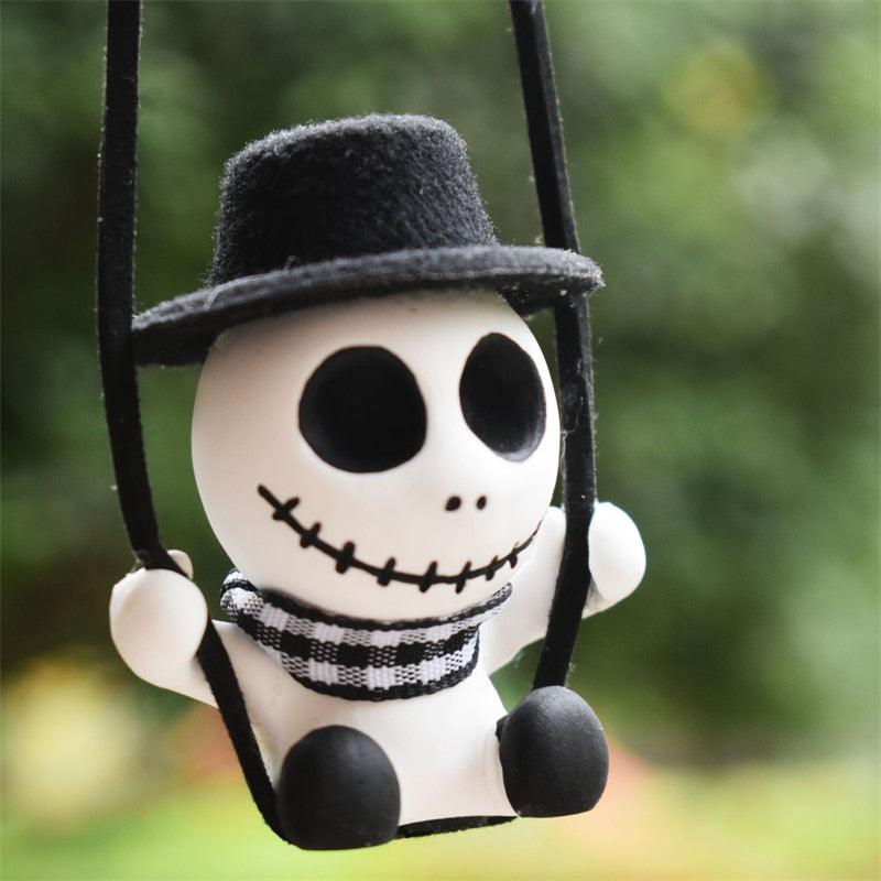 Car Rearview Mirror Creative Pendant Halloween Skull Pendant Car Interior Decoration Supplies Car Interior Accessories Pendant - KinglyDay