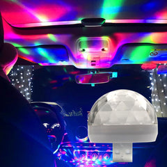Car USB Ambient Light DJ RGB Mini Colorful Music Sound Led Apple USB Interface Holiday Party Atmosphere Interior Dome Trunk Lamp - KinglyDay