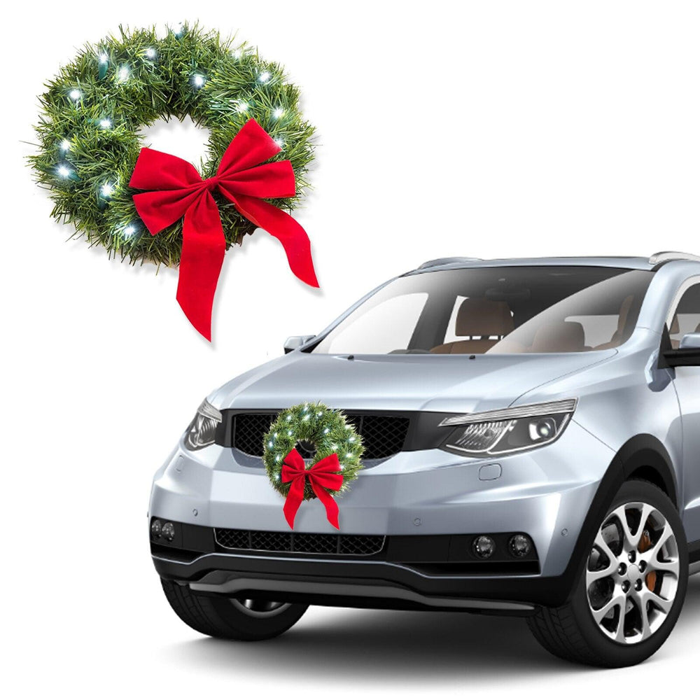 Christmas Wreath For Car Christmas Car Wreath Accessories Christmas Decor Easily Mounts To Car Or Truck Front Grille - KinglyDay