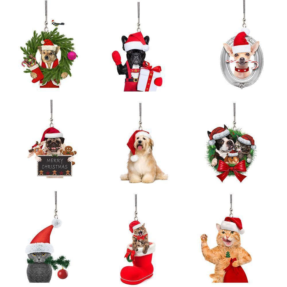 Creative Car Cat Puppy Pendant Car Christmas Pendant Decoration Car Hanging Ornament Cute Cat Puppy Pendant - KinglyDay