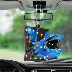 Creative Motor Boots Helmet Christmas Hanging Ornament For Car Rear View Mirror Decoration Ornament Navidad Xmas Gift 2023 - KinglyDay