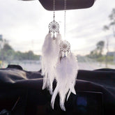 Dream Catcher Car Pendant for Girls Feather Mirror Hanging Pendant Home Decor Lucky Car Ornament Girls Car Interior Accessories - KinglyDay
