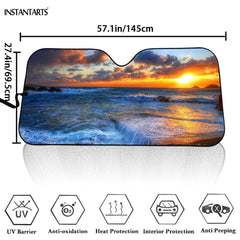 Halloween Gift 3D Cool Horror Movies Design Print Protect Car Interior Front Windshield Sunshade Foldable Sun Shade for SUV Cars - KinglyDay