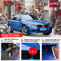 LED Christmas Car Reindeer Antler Decoration Car Decoration Fit Nose For All Decoration Reindeer And Types Tail Car Antler - KinglyDay
