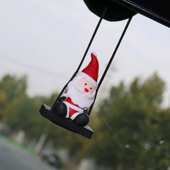 Resin Ladder Swing Santa Claus Car Decorations Car Rearview Mirror Christmas Tree Decorations Auto Christmas Gifts Accessories - KinglyDay