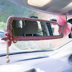Rhinestone Rearview Mirror Decor Butterfly Car Interior Charm Crystal Bling Diamond Rear View Mirror Cover Auto Accessories - KinglyDay