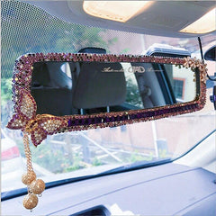 Rhinestone Rearview Mirror Decor Butterfly Car Interior Charm Crystal Bling Diamond Rear View Mirror Cover Auto Accessories - KinglyDay