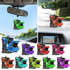 Creative Motor Boots Helmet Christmas Hanging Ornament For Car Rear View Mirror Decoration Ornament Navidad Xmas Gift 2023 - KinglyDay