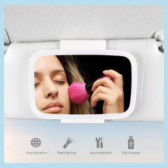 Universal Car Interior Visor Mirror Makeup Mirror Set with LED Lights Built-in Lithium Battery Touch Sensor Rechargeable - KinglyDay