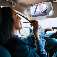 Universal Car Interior Visor Mirror Makeup Mirror Set with LED Lights Built-in Lithium Battery Touch Sensor Rechargeable - KinglyDay