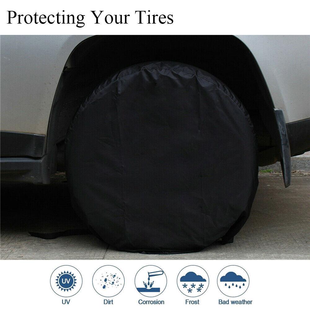 4PCS Waterproof Tire Covers Wheel & Tyre RV Trailer Camper Sun Protector 27-29