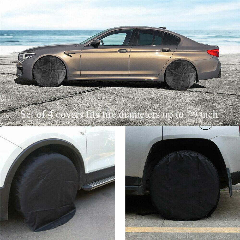 4PCS Waterproof Tire Covers Wheel & Tyre RV Trailer Camper Sun Protector 27-29