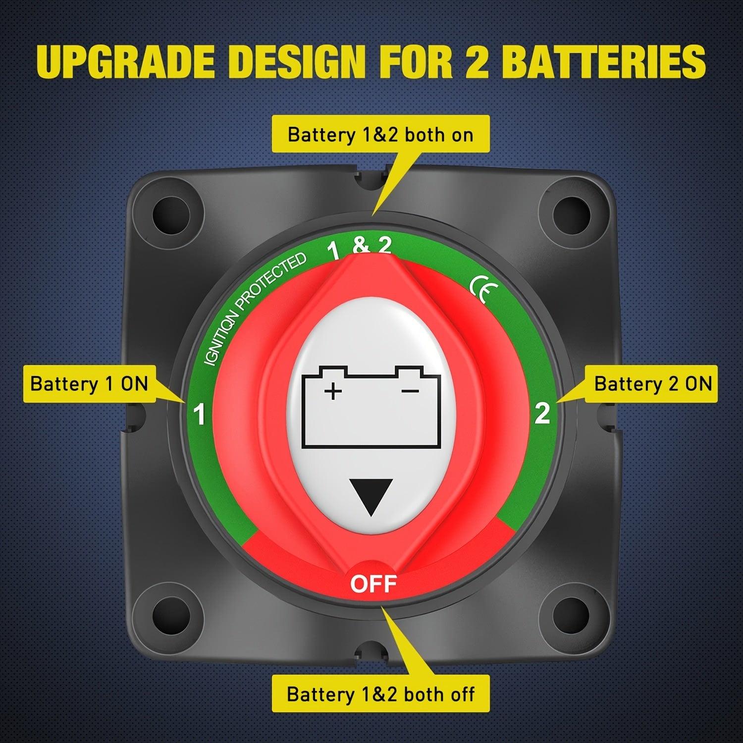 1-2-Both-Off Battery Switch, 12V-48V Battery Disconnect Master Cutoff Switch For Marine Boat Car RV ATV UTV Vehicle, 2 Years Warranty - KinglyDay