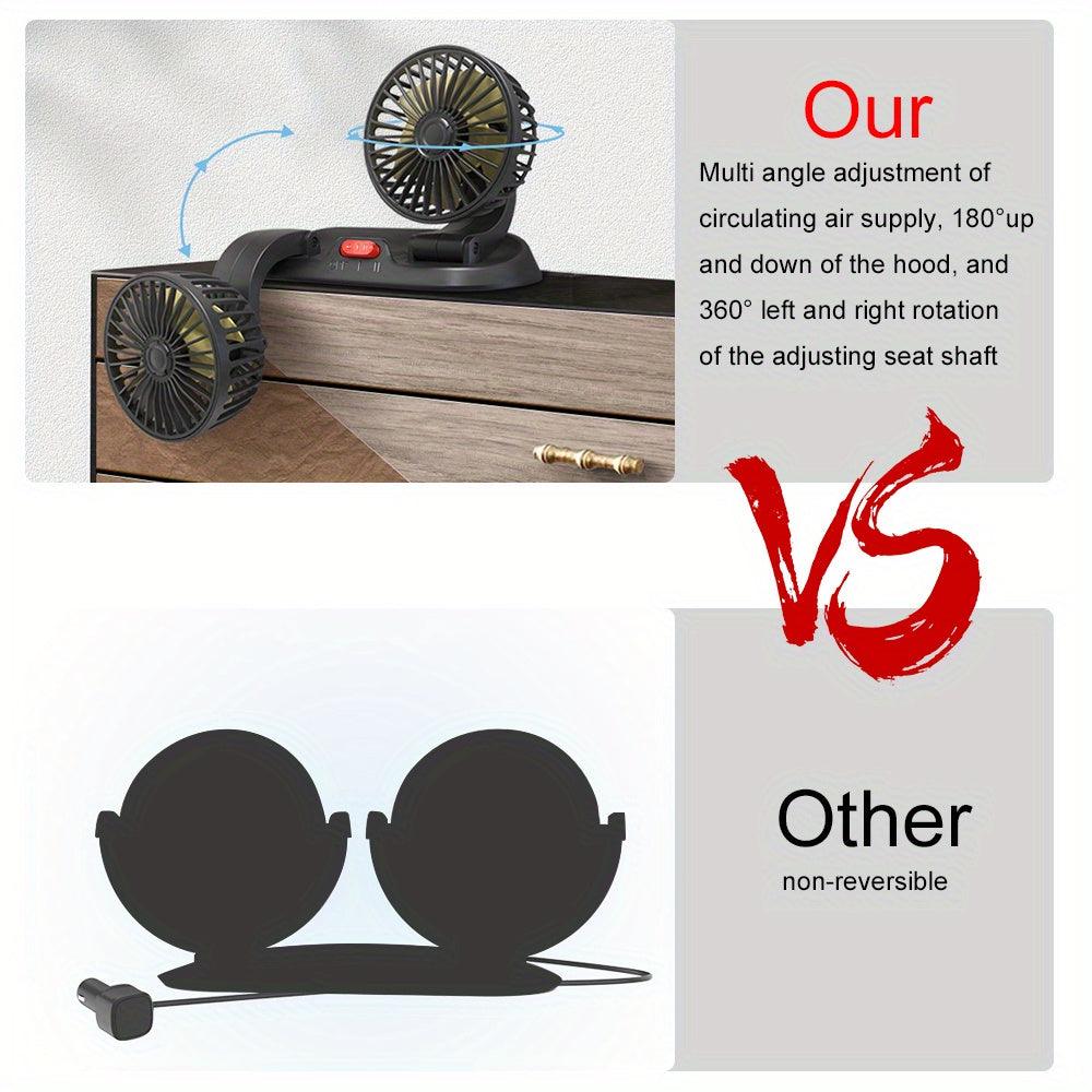 Car Fan Cargo Truck Cold Small Bread Car Double Headed Car With Strong Silent Car Electric Fan - KinglyDay