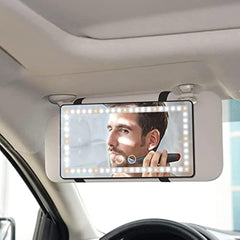 Car Sun Visor Vanity Mirror, Rechargeable Makeup Mirror with 3 Light Modes & 60 LEDs - Dimmable Clip-on Rear View Sun-Shading Cosmetic Mirror with Touch on Screen, Universal for Car Truck SUV - KinglyDay