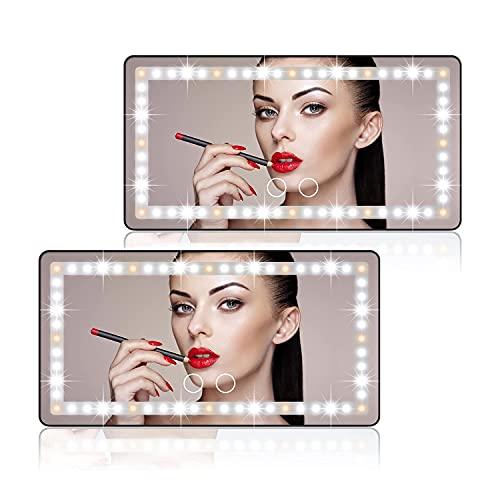 Car Sun Visor Vanity Mirror, Rechargeable Makeup Mirror with 3 Light Modes & 60 LEDs - Dimmable Clip-on Rear View Sun-Shading Cosmetic Mirror with Touch on Screen, Universal for Car Truck SUV - KinglyDay