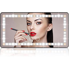 Car Sun Visor Vanity Mirror, Rechargeable Makeup Mirror with 3 Light Modes & 60 LEDs - Dimmable Clip-on Rear View Sun-Shading Cosmetic Mirror with Touch on Screen, Universal for Car Truck SUV - KinglyDay