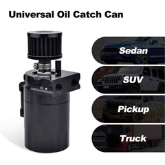 Universal Oil Catch Can Kit Reservoir Baffled Tank with Breather Filter Aluminum