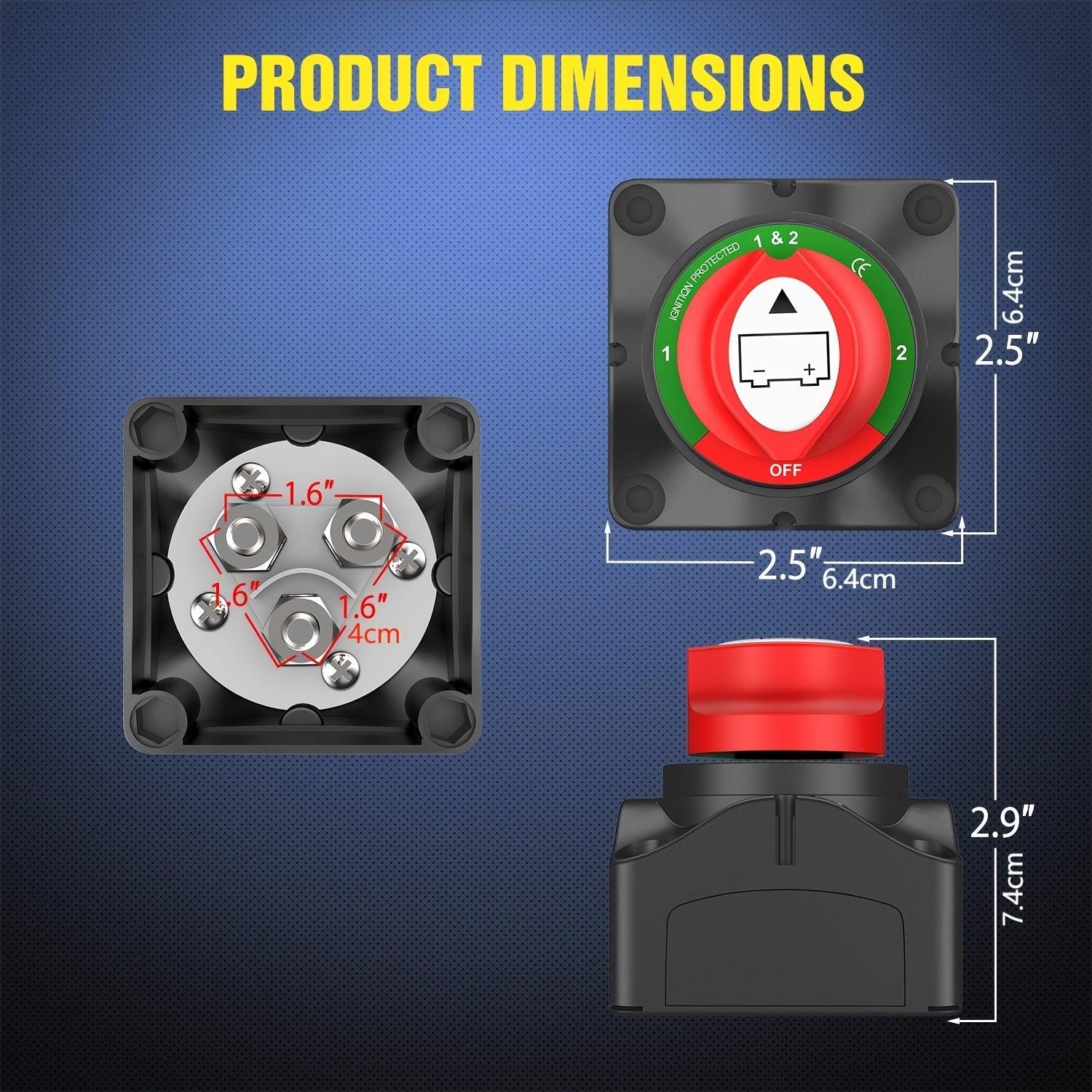 1-2-Both-Off Battery Switch, 12V-48V Battery Disconnect Master Cutoff Switch For Marine Boat Car RV ATV UTV Vehicle, 2 Years Warranty - KinglyDay