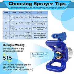 Kinglyday Airless Paint Sprayer Gun Kit: 6 Tips, 2 Guards, 5 Filters (211, 315, 417, 515, 517, 523) - KinglyDay