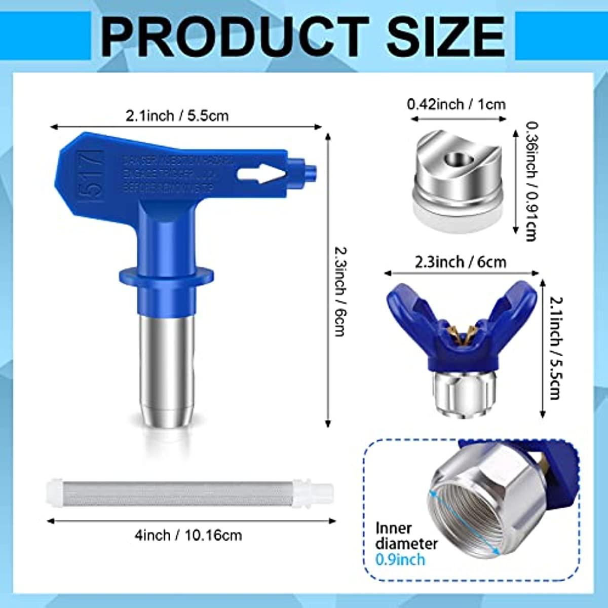 Kinglyday Airless Paint Sprayer Gun Kit: 6 Tips, 2 Guards, 5 Filters (211, 315, 417, 515, 517, 523) - KinglyDay