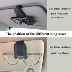 Kinglyday Sunglasses Holders for Car Sun Visor, Magnetic Leather Glasses Eyeglass Hanger Clip for Car, Ticket Card Clip Eyeglasses Mount, Car Visor Accessories - KinglyDay