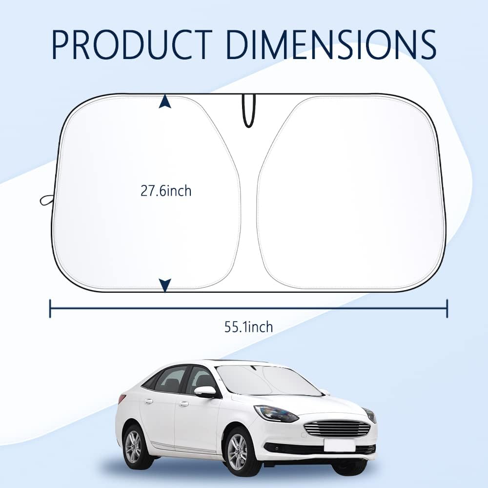 240T Thickened Automotive Glass Sunshade and Comes with Storage Bag,Keep Car Interior Cool,Universal Windshield Sun Shade Fit for Cars,Trucks,SUVs (55.12 * 27.6 inch)