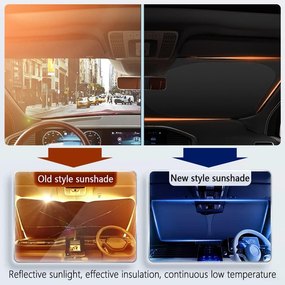 240T Thickened Automotive Glass Sunshade and Comes with Storage Bag,Keep Car Interior Cool,Universal Windshield Sun Shade Fit for Cars,Trucks,SUVs (55.12 * 27.6 inch)