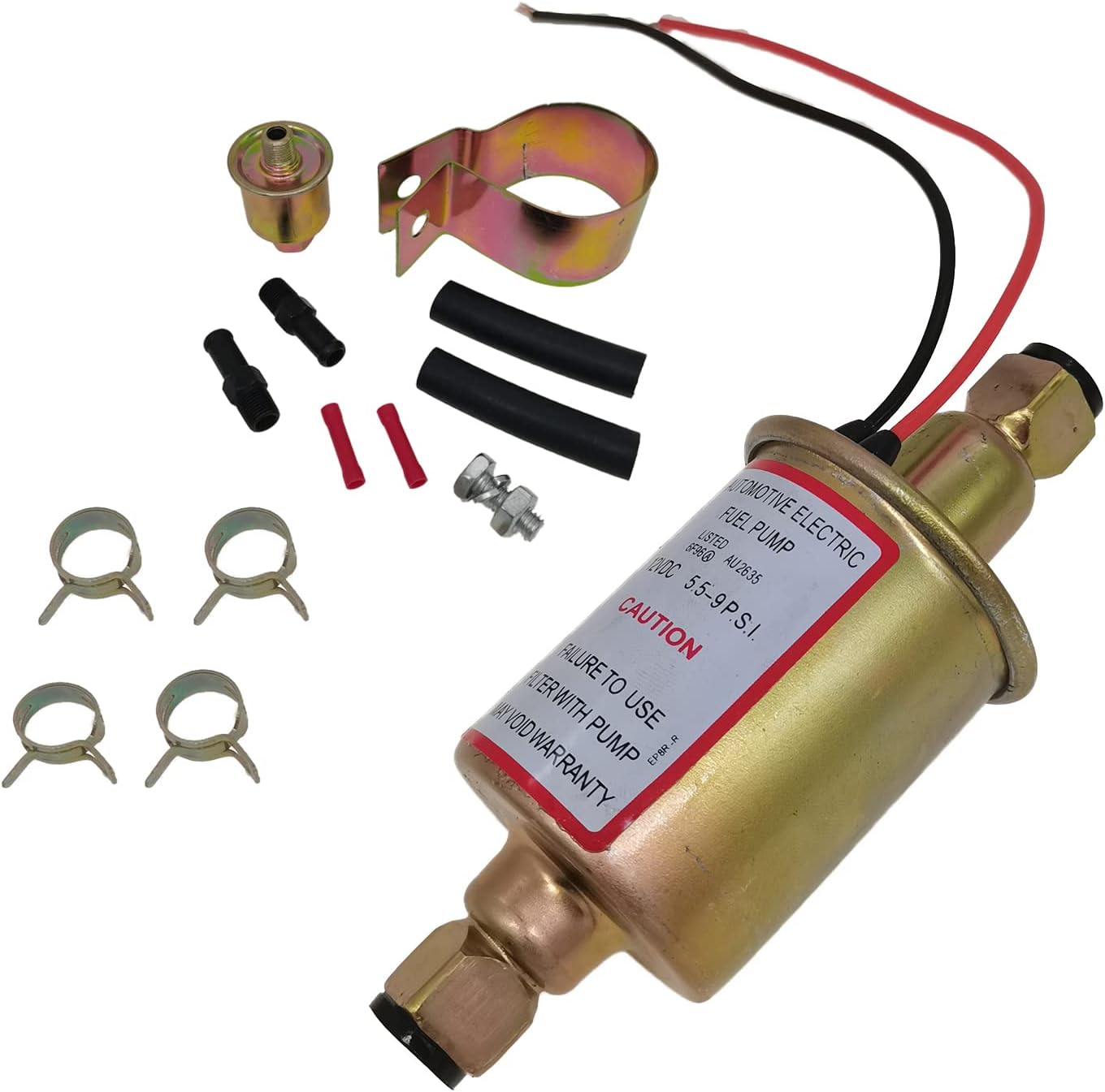 E8012S Universal 12V Electric Fuel Pump 5.5-9 PSI For All 12 Volt Cars, Trucks, Boats & Generators FD0002, P60430, EP12S, 6414671