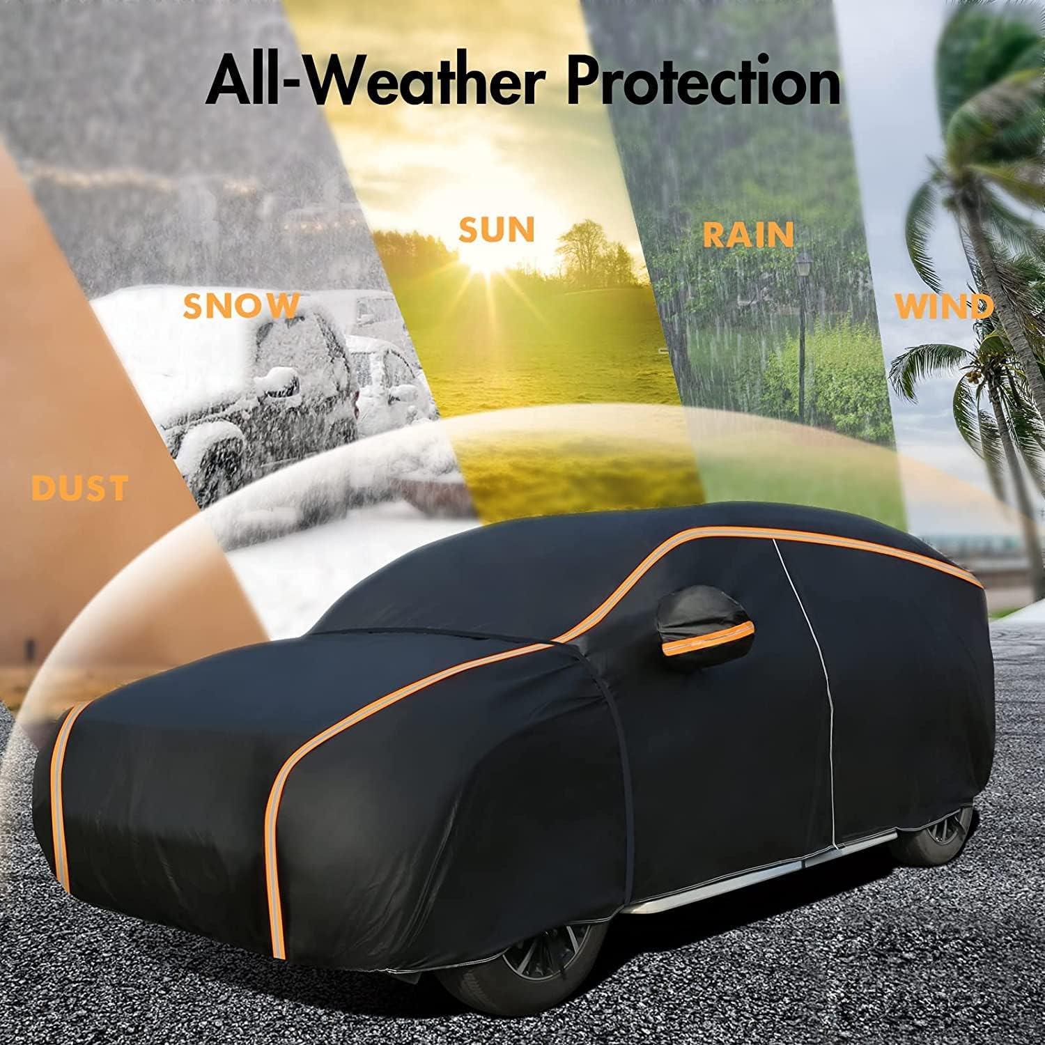 Kinglyday Hail Protector Car Covers for Automobiles, SUV Sedan Full Exterior Covers Cars with Door Shape Zipper Rain Waterproof All Weather, Seal Skin Car Tarp Universal Fit for Indoor Outdoor