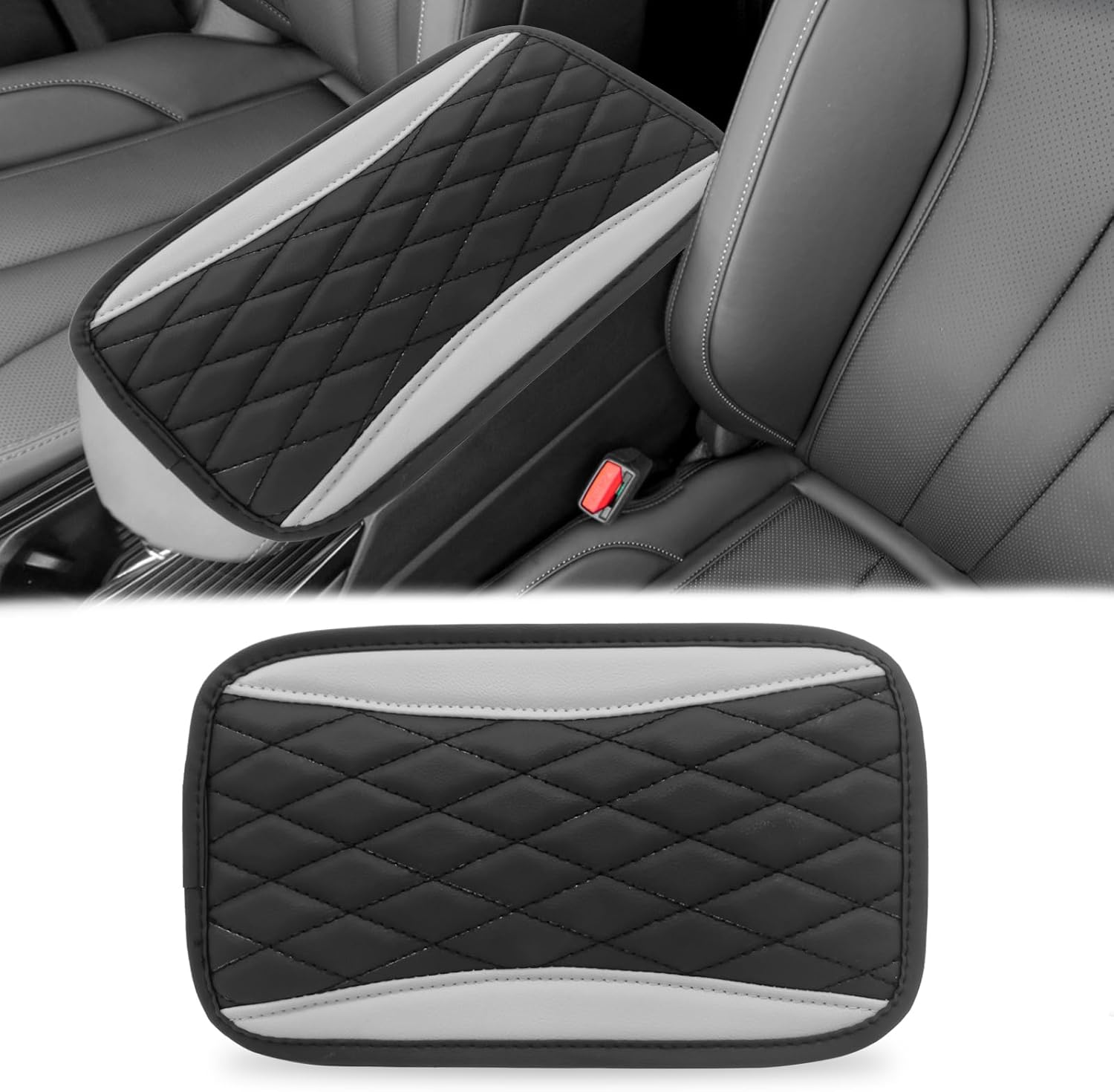 Car Center Console Cover, Universal Leather Waterproof Armrest Seat Box Cover Protector, Comfortable Car Decor Accessories Fit for Most Cars, Vehicles, SUVs