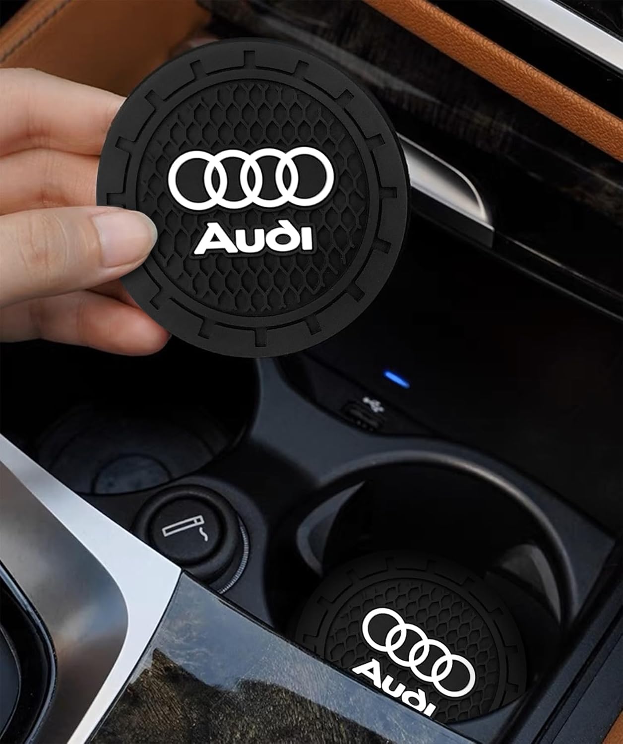 Car Cup Holder Coaster for Audi A1 A3 RS3 A4 A5 A6 A7 RS7 A8 Q3 Q5 Q7 R8 Recessed Silicone Cup holder Coaster Interior Accessories 2.75in 2Pieces