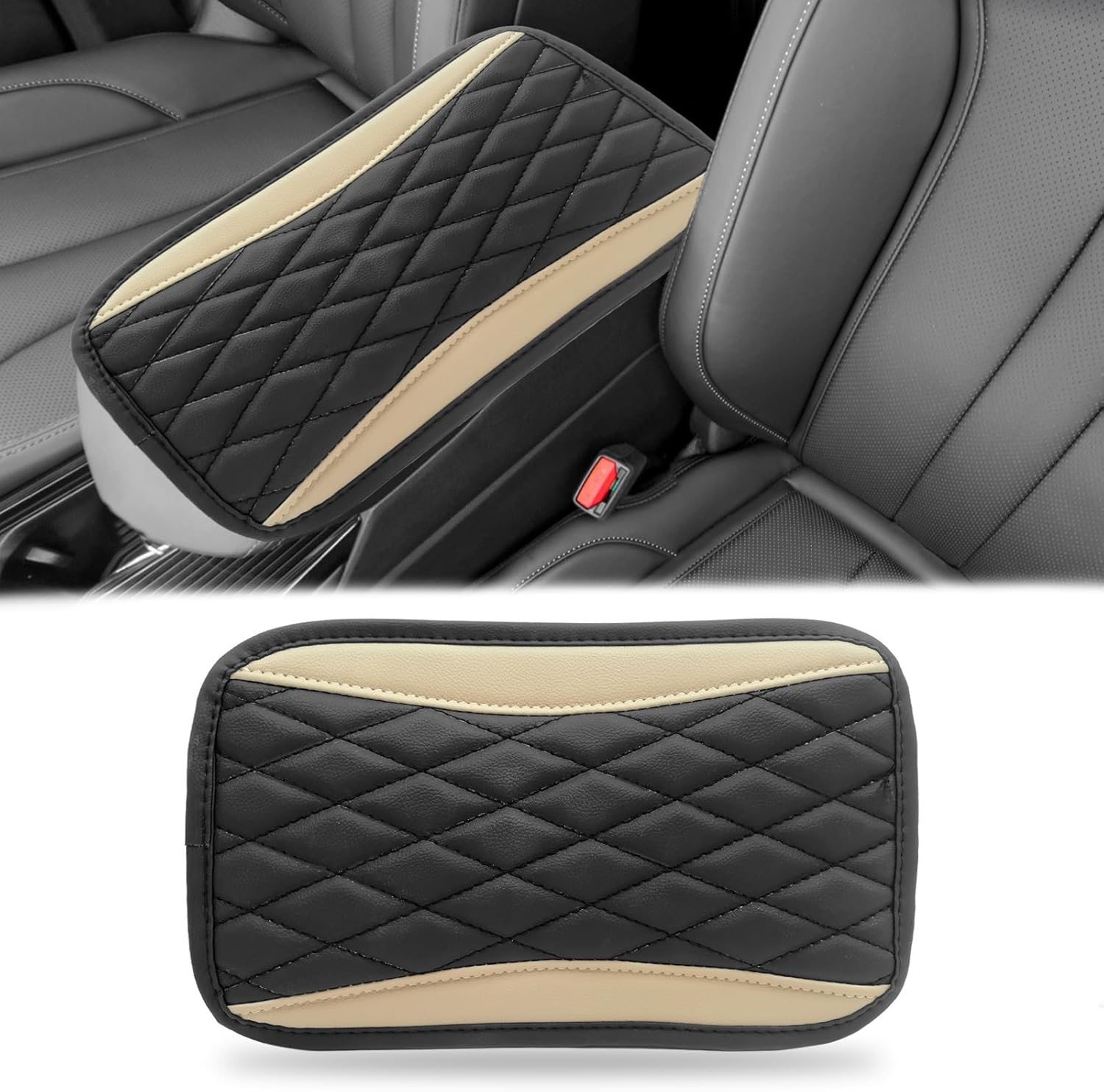 Car Center Console Cover, Universal Leather Waterproof Armrest Seat Box Cover Protector, Comfortable Car Decor Accessories Fit for Most Cars, Vehicles, SUVs