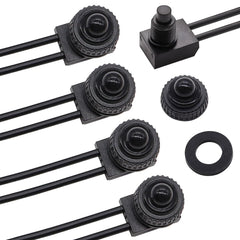 5PCS Waterproof RV Push Button Switch 12V ON/Off SPST Switch for Motorcycle/Auto Car Bathroom Fan with 4.5''Lines KP-107