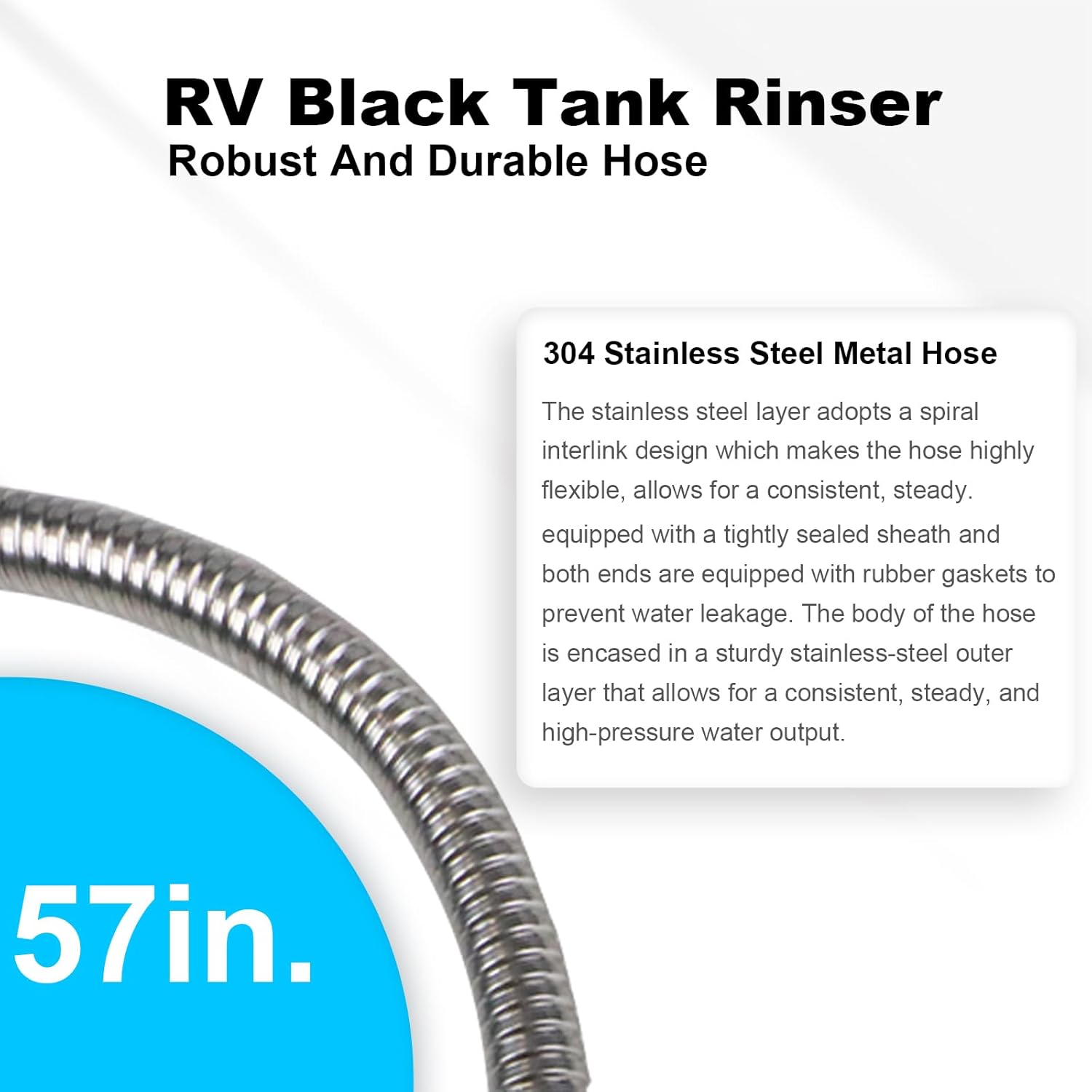 Kinglyday 57 Inch Camper/RV Tank flexible Swivel Stick Rinser, RV Toilet Treatment, Black Sewer Holding Tank Water Flush Cleaner, Long and Powerful Black Tank Rotary Cleaning Action