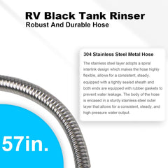 Kinglyday 57 Inch Camper/RV Tank flexible Swivel Stick Rinser, RV Toilet Treatment, Black Sewer Holding Tank Water Flush Cleaner, Long and Powerful Black Tank Rotary Cleaning Action