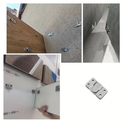Stainless Steel Herringbone Clasp Insert Picture Frame Gallery Pendant Link Picture Clasp Bed Mirror Frame Fastener 2 Pieces - KinglyDay