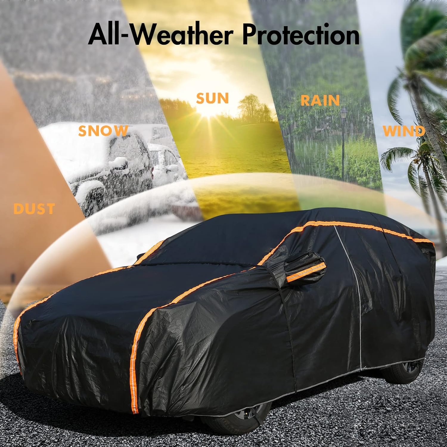 Kinglyday Hail Protector Car Covers for Automobiles, SUV Sedan Full Exterior Covers Cars with Door Shape Zipper Rain Waterproof All Weather, Seal Skin Car Tarp Universal Fit for Indoor Outdoor