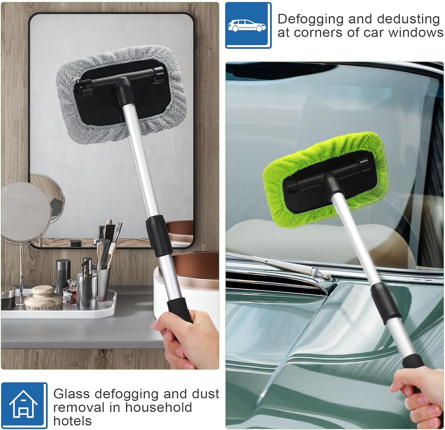 Kinglyday 3 Sets Inside Windshield Cleaner Tool, Car Window Cleaner with 3 Spray Bottles 3 Detachable Handle and 9 Reusable Microfiber Pads for Auto Interior Cleaning